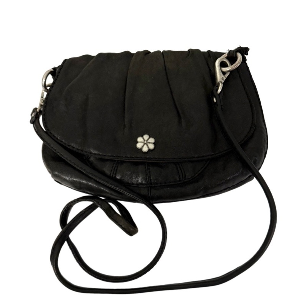 Lucky Brand Dressy Crossbody Gathered Leather Bag Black